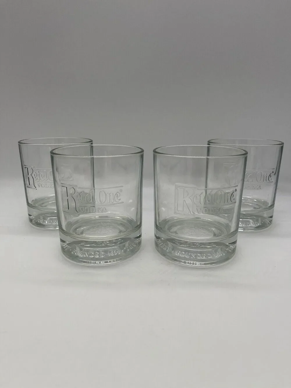 Ketel One Vodka Glasses Low Ball Italy Made Commemorative Crest Set of 4